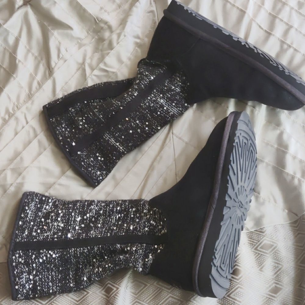 UGG Black and Gray Sparkle Winter Boots